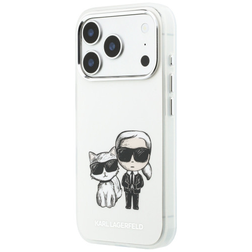 Etui Karl Lagerfeld IML Karl&Choupette Bodies Sketch Print MagSafe do iPhone 18 Pro / 17 Pro béžový
