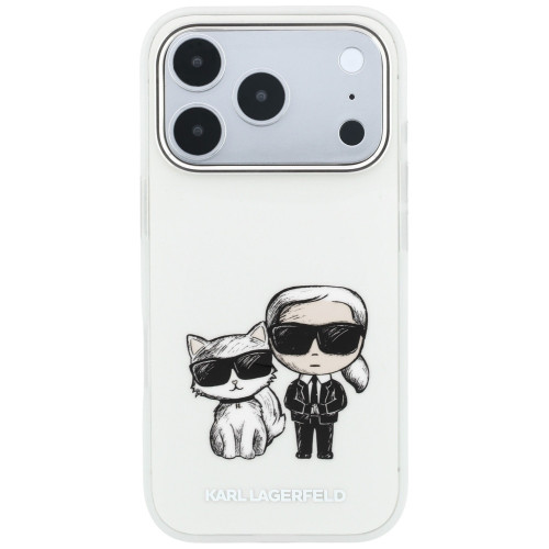 Etui Karl Lagerfeld IML Karl&Choupette Bodies Sketch Print MagSafe do iPhone 18 Pro / 17 Pro béžový