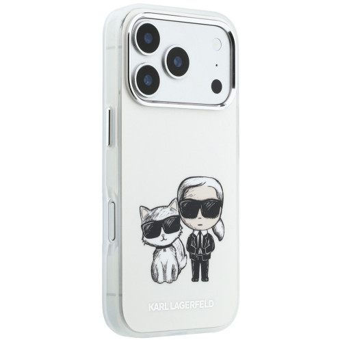 Etui Karl Lagerfeld IML Karl&Choupette Bodies Sketch Print MagSafe do iPhone 18 Pro / 17 Pro béžový