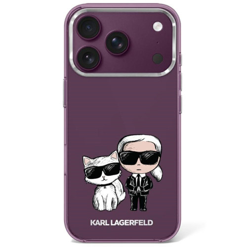 Etui Karl Lagerfeld IML Karl&Choupette Bodies Sketch Print MagSafe do iPhone 18 Pro / 17 Pro burgundový