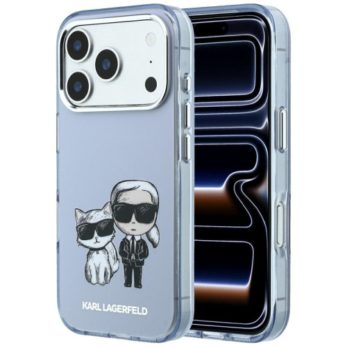 Etui Karl Lagerfeld IML Karl&Choupette Bodies Sketch Print MagSafe do iPhone 18 Pro Max / 17 Pro Max hellblau