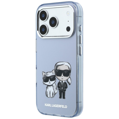 Etui Karl Lagerfeld IML Karl&Choupette Bodies Sketch Print MagSafe do iPhone 18 Pro Max / 17 Pro Max hellblau