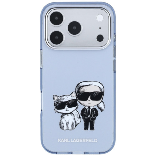 Etui Karl Lagerfeld IML Karl&Choupette Bodies Sketch Print MagSafe do iPhone 18 Pro Max / 17 Pro Max hellblau