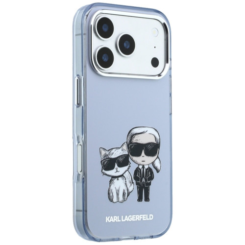 Etui Karl Lagerfeld IML Karl&Choupette Bodies Sketch Print MagSafe do iPhone 18 Pro Max / 17 Pro Max hellblau