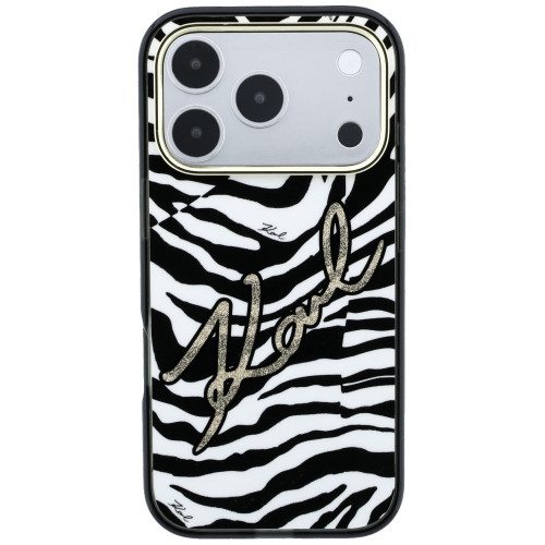 Karl Lagerfeld IML Signature Zebra Glitter MagSafe Case for iPhone 18 Pro Max / 17 Pro Max gold