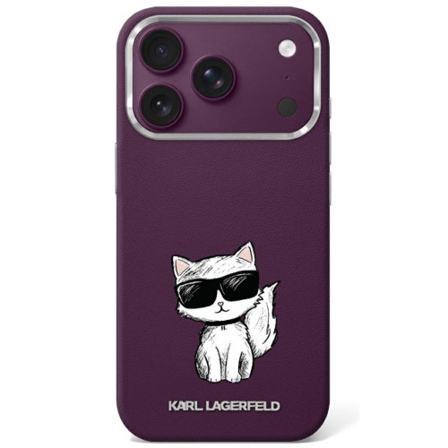 Etui Karl Lagerfeld Smooth Choupette Sketch MagSafe do iPhone 18 Pro / 17 Pro burgundowy