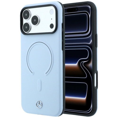 Mercedes Leather 3D MagSafe Case for iPhone 18 Pro Max / 17 Pro Max blue