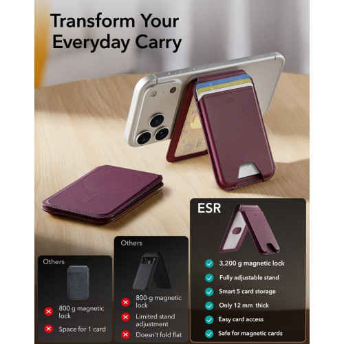 Esr Classic Rfid Magnetic Wallet Stand Magsafe Deep Burgundy, nézet 2
