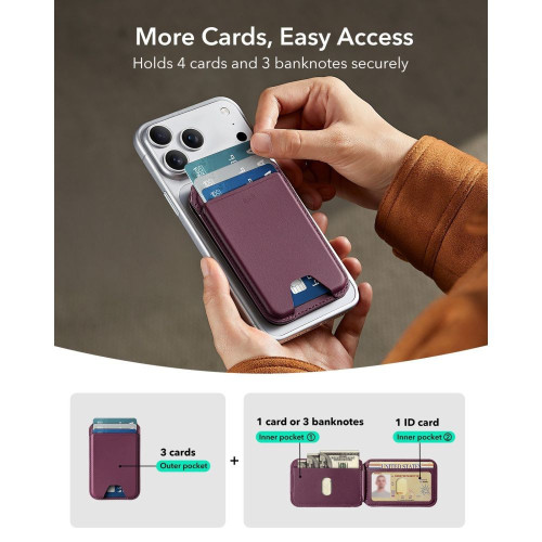 Esr Classic Rfid Magnetic Wallet Stand Magsafe Deep Burgundy, nézet 5