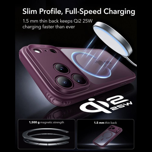Esr Classic Hybrid Magsafe Iphone 17 Pro Max / 18 Pro Max Frosted Deep Burgundy, pohled 5