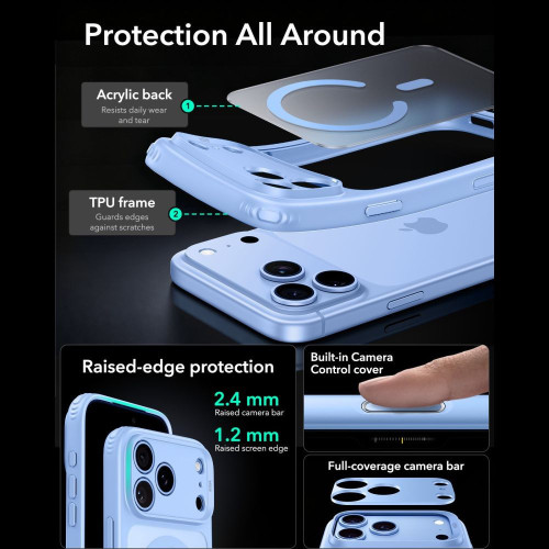 Esr Classic Hybrid Magsafe Iphone 17 Pro Max / 18 Pro Max Frosted Light Blue, pohled 4