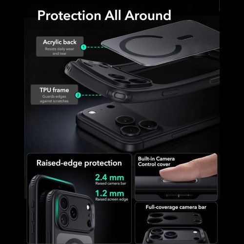 Esr Classic Hybrid Magsafe Iphone 17 Pro Max / 18 Pro Max Frosted Black, widok 4