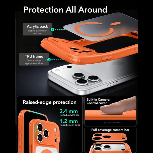 Esr Classic Hybrid Magsafe Iphone 17 Pro Max / 18 Pro Max Frosted Orange, widok 4