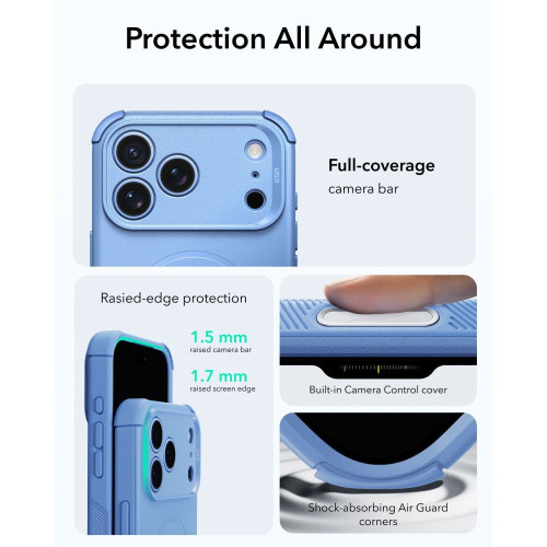 Esr Cyber Tough Magsafe Iphone 17 Pro Max / 18 Pro Max Light Blue, widok 3