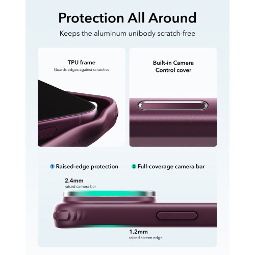 Esr Classic Hybrid Kickstand Magsafe Iphone 17 Pro Max / 18 Pro Max Frosted Deep Burgundy, widok 5