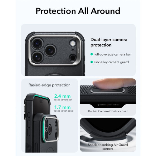 Esr Cyber Tough Kickstand Magsafe Iphone 17 Pro / 18 Pro Black, widok 5