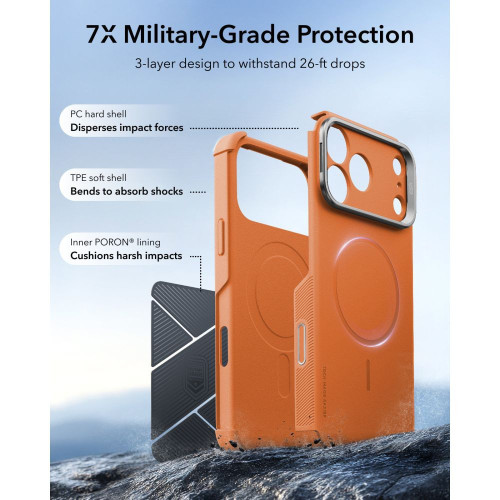 Esr Cyber Tough Kickstand Magsafe Iphone 17 Pro / 18 Pro Orange, widok 3