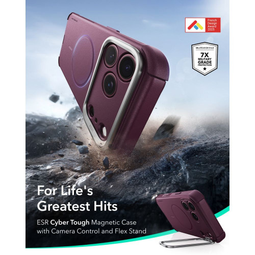 Esr Cyber Tough Kickstand Magsafe Iphone 17 Pro Max / 18 Pro Max Deep Burgundy, widok 2