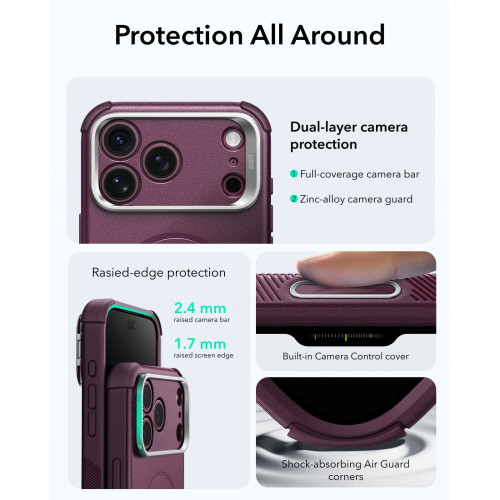 Esr Cyber Tough Kickstand Magsafe Iphone 17 Pro Max / 18 Pro Max Deep Burgundy, widok 5