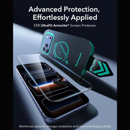 SzkŁo Hartowane Esr Ultrafit Armorite Tempered Glass 2-pack Iphone 17 Pro Max / 18 Pro Max Black, pohled 3