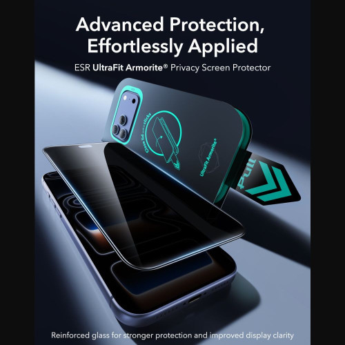 SzkŁo PrywatyzujĄce Esr Ultrafit Armorite Tempered Glass 2-pack Iphone 18 Pro Max Privacy, pohled 3