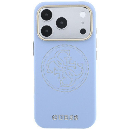 Etui Guess Perforated 4G Gold Logo Magsafe do iPhone 18 Pro / 17 Pro jasnoniebieski