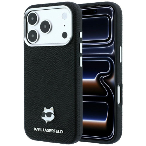 Etui Karl Lagerfeld Grained Choupette Head Metal MagSafe do iPhone 18 Pro Max / 17 Pro Max czarny