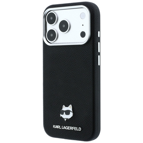 Etui Karl Lagerfeld Grained Choupette Head Metal MagSafe do iPhone 18 Pro Max / 17 Pro Max czarny