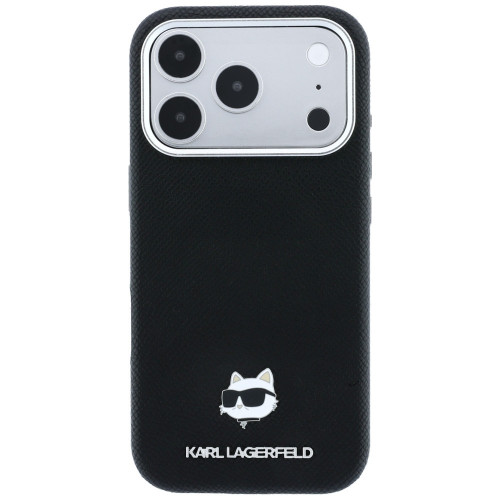 Etui Karl Lagerfeld Grained Choupette Head Metal MagSafe do iPhone 18 Pro Max / 17 Pro Max czarny