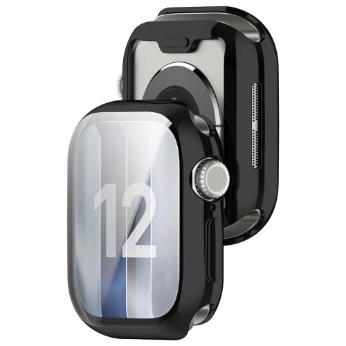 Tok képernyővédővel Bizon Case Watch Felipe az Apple Watch Series 12 46 mm-hez, fekete
