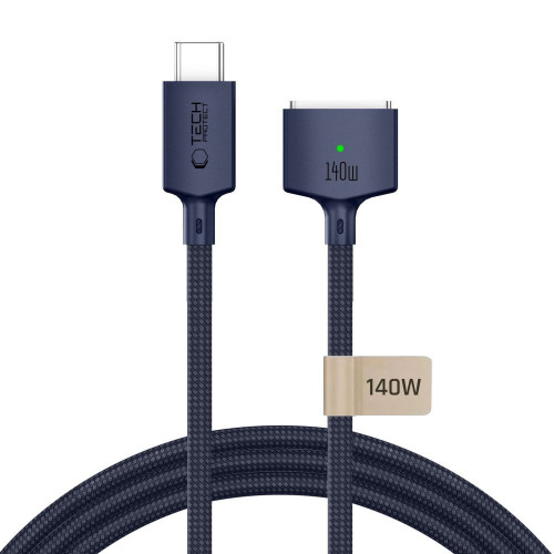 Tech-protect Mmc01 Ultraboost Magnetic Macbook Cable Usb-c To Magsafe 3 140w 300cm Midnight Blue