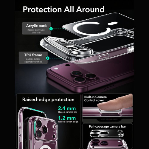 Esr Classic Hybrid Magsafe & Tempered Glass Iphone 17 Pro Max / 18 Pro Max Clear, widok 6