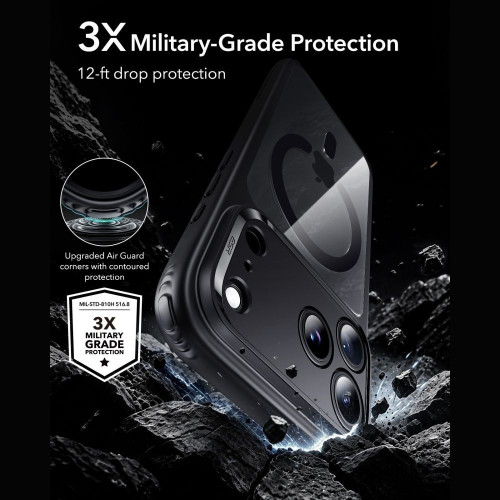 Esr Classic Hybrid Magsafe & Tempered Glass Iphone 17 Pro Max / 18 Pro Max Clear/black, widok 3