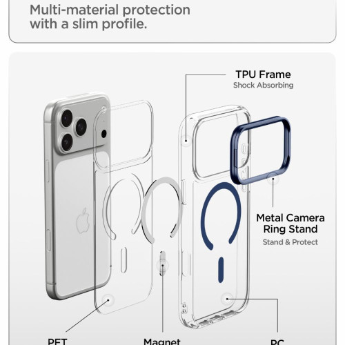 Spigen Ultra Hybrid Optik S Magsafe Iphone 17 Pro Max / 18 Pro Max Clear/deep Blue, pohled 8