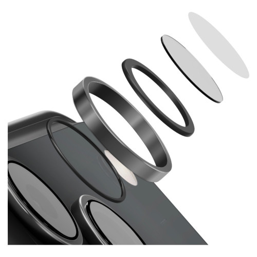 Construction of the UNIQ Optix Aluguard DX2 cover: aluminum ring and glass on the lens