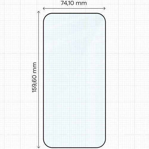 Dimensions of Bizon Glass Edge Duo for iPhone 18 Pro Max: 159.6 × 74.1 mm
