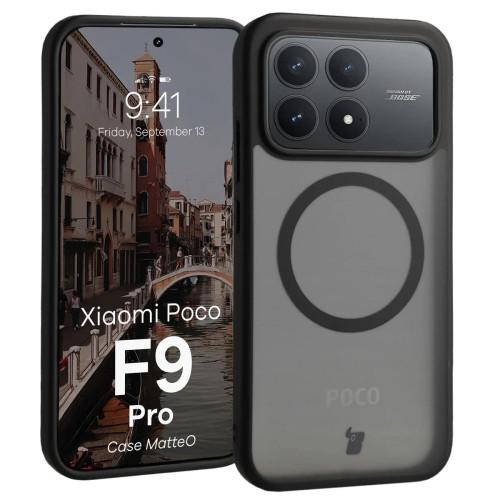 Etui Bizon Case MatteO z pierścieniem magnetycznym do POCO F9 Pro