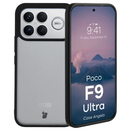Bizon Case Angelo for POCO F9 Ultra, smoky with a black frame