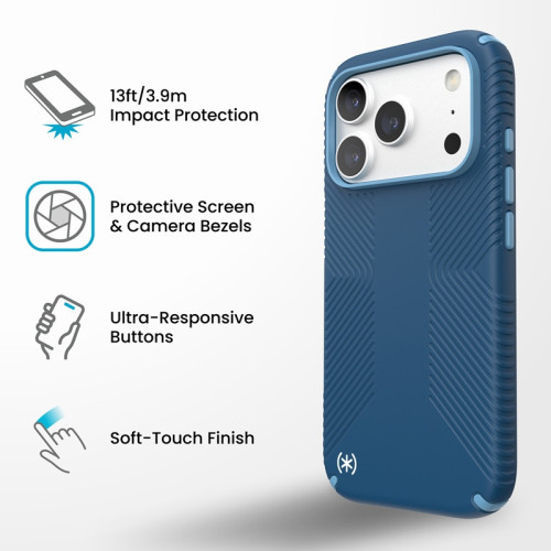 Speck Presidio2 Grip MagSafe - Etui iPhone 18 Pro / 17 Pro (Deep Sea), view 5