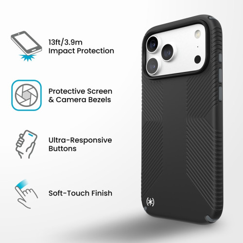 Speck Presidio2 Grip MagSafe - Etui iPhone 18 Pro Max / 17 Pro Max (Black), pohled 5