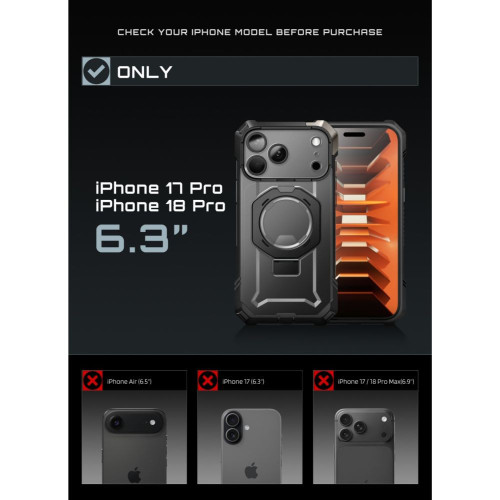 Supcase Ub Grip Mag Magsafe Iphone 17 Pro / 18 Pro Black, view 4