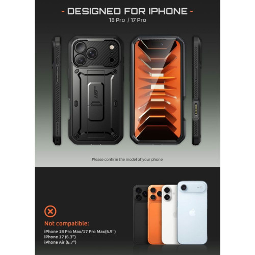 Supcase Unicorn Beetle Pro Iphone 17 Pro / 18 Pro Black, widok 6