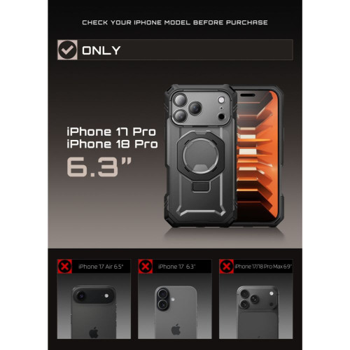 Supcase Grip Pro Mag Magsafe Iphone 17 Pro / 18 Pro Black, view 6