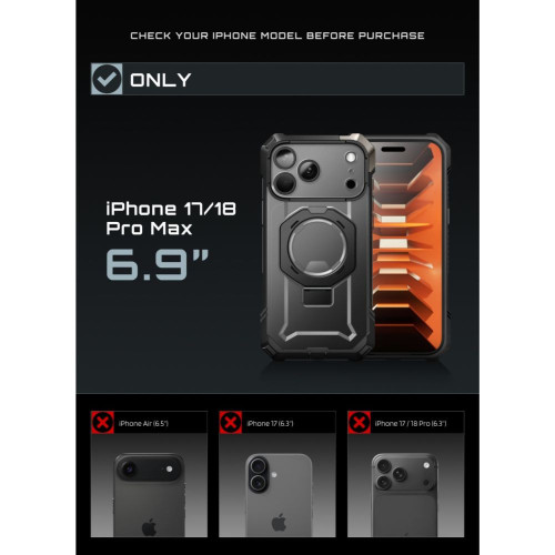 Supcase Ub Grip Mag Magsafe Iphone 17 Pro Max / 18 Pro Max Black, view 5