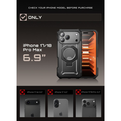 Supcase Grip Pro Mag Magsafe Iphone 17 Pro Max / 18 Pro Max Black, view 7
