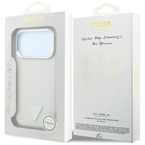 Etui Guess Grained Triangle Logo MagSafe do iPhone 18 Pro / 17 Pro beżowy, nézet 8