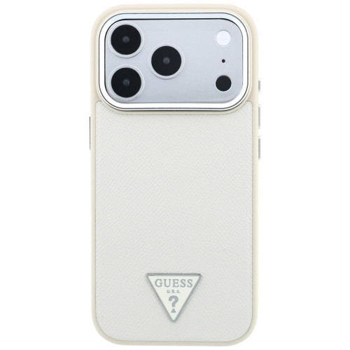 Etui Guess Grained Triangle Logo MagSafe do iPhone 18 Pro Max / 17 Pro Max beżowy, view 3