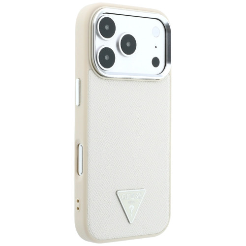 Etui Guess Grained Triangle Logo MagSafe do iPhone 18 Pro Max / 17 Pro Max beżowy, view 4