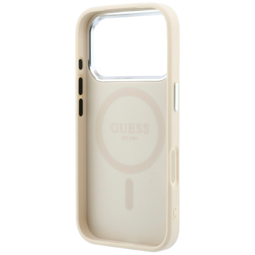 Etui Guess Grained Triangle Logo MagSafe do iPhone 18 Pro Max / 17 Pro Max beżowy, nézet 7