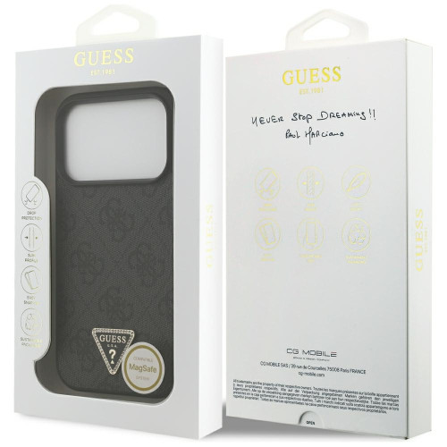 Etui Guess Leather 4G Triangle Strass MagSafe do iPhone 18 Pro / 17 Pro czarny, nézet 8